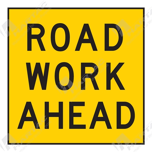 600*600 Traff Corflute Ref CL1 Black on Yellow Road Work Ahead