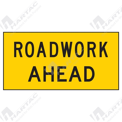1200*600 Traff Corflute Ref CL1 Roadwork Ahead Black on Yellow