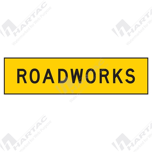 1200*300 Traff Corflute Ref CL1 Roadworks Black on Yellow (POA)