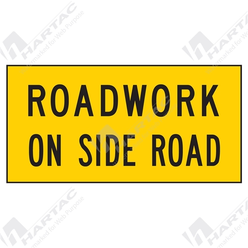 1200*600 Traff Corflute Ref CL1 Roadwork On Side Road Black on Yellow
