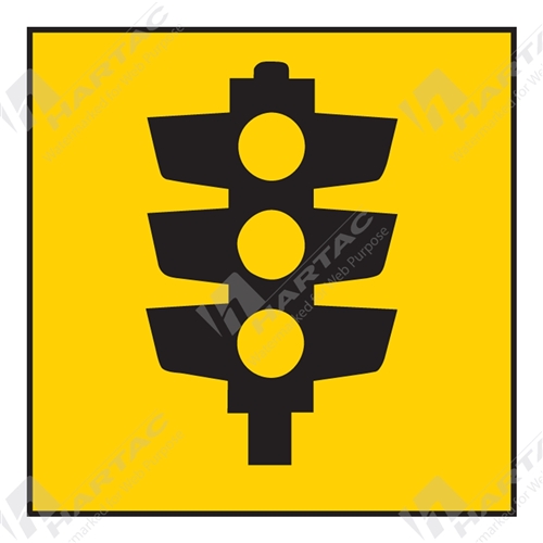 600*600 Traff Corflute Ref CL1 Black on Yellow Traffic Signals