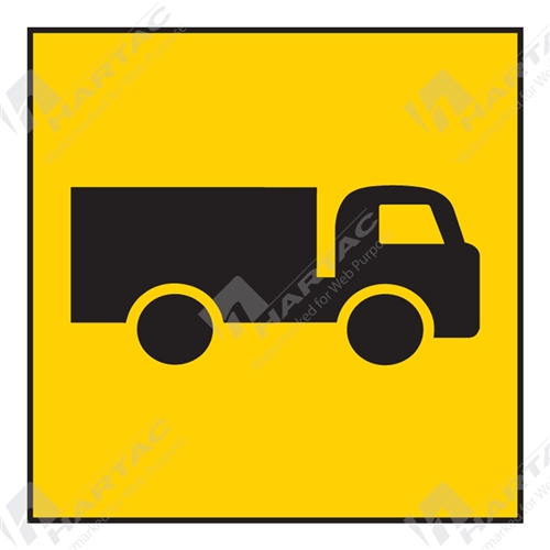600*600 Traff Corflute Ref CL1 Trucks Crossing Or Entering Black on Yellow