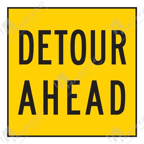 600*600 Traff Corflute Ref CL1 Black on Yellow Detour Ahead