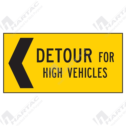 1200*600 Traff Corflute Ref CL1 Detour For High Vehicles Left Black on Yellow