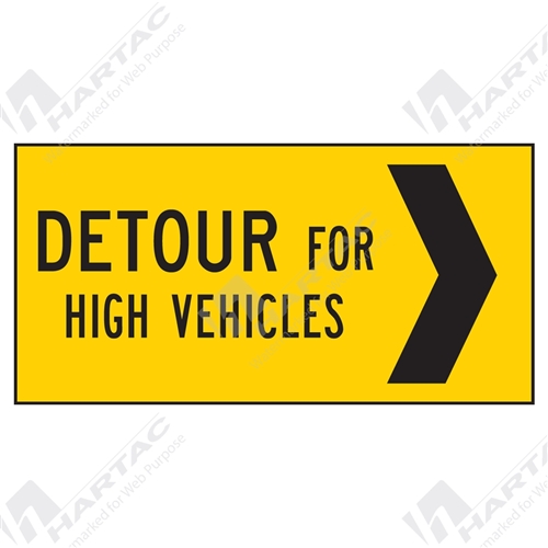 1200*600 Traff Corflute Ref CL1 Detour For High Vehicles Right Black on Yellow