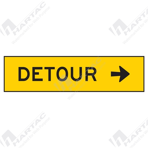 1200*300 Traff Corflute Ref CL1 Black on Yellow Detour Right