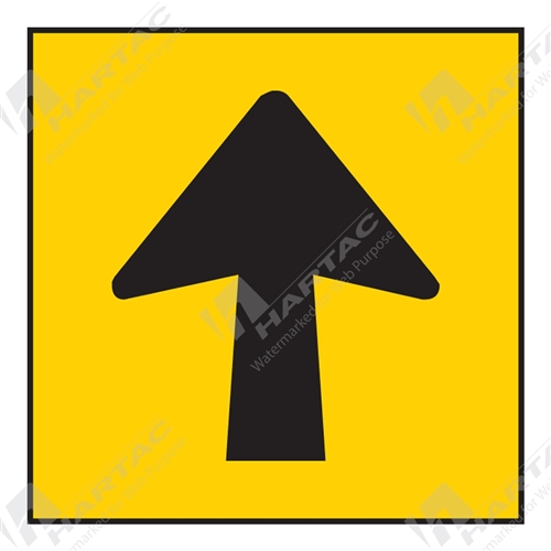 600*600 Traff Corflute Ref CL1 Black on Yellow Arrow Up (Temp Hazard Marker)