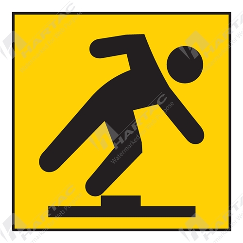 600*600 Traff Corflute Ref CL1 Footpath Trip Hazard Picto Black on Yellow