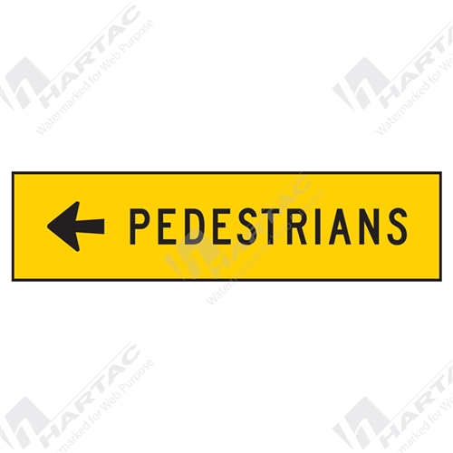 1200*300 Traff Corflute Ref CL1 Pedestrians Left Arrow Black on Yellow