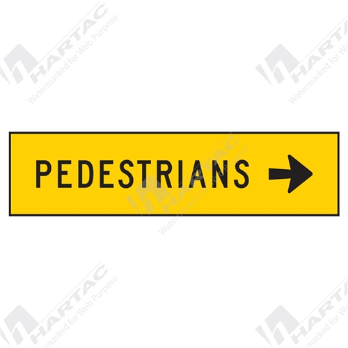 1200*300 Traff Corflute Ref CL1 Pedestrians Right Arrow Black on Yellow (POA)
