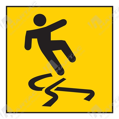 600*600 Traff Corflute Ref CL1 Slippery Footpath Black on Yellow