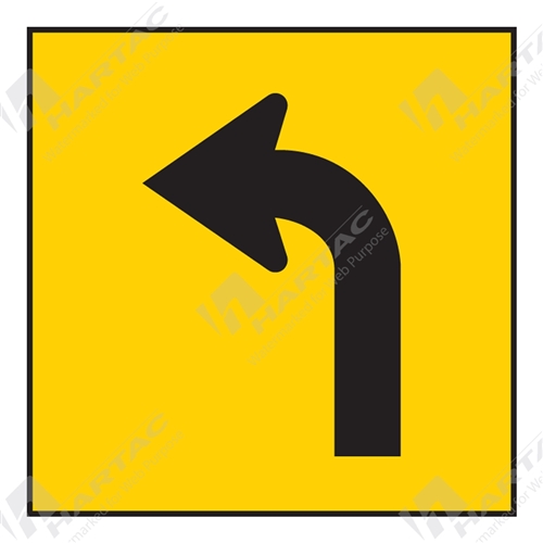 600*600 Traff Corflute Ref CL1 Black on Yellow Lane Status Left Arrow picto