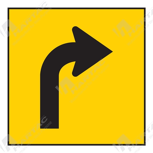 600*600 Traff Corflute Ref CL1 Black on Yellow Lane Status Right Turn