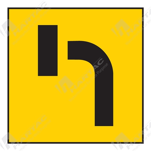 600*600 Traff Corflute Ref CL1 Black on Yellow Lane Status No Left Turn