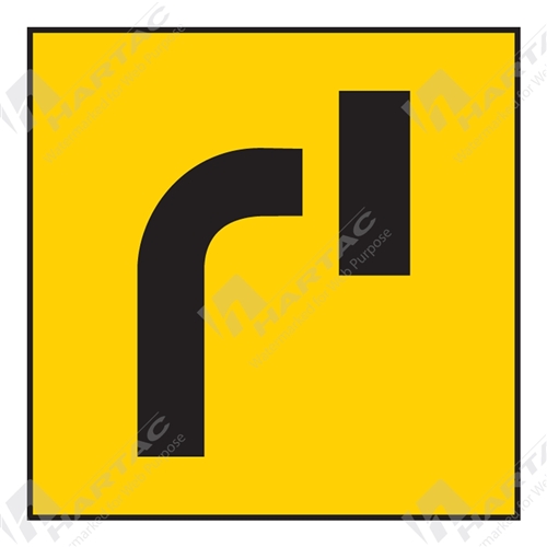 600*600 Traff Corflute Ref CL1 Black on Yellow Lane Status No Right Turn