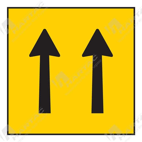 600*600 Traff Corflute Ref CL1 Black on Yellow Lane Status Both Lanes Ahead