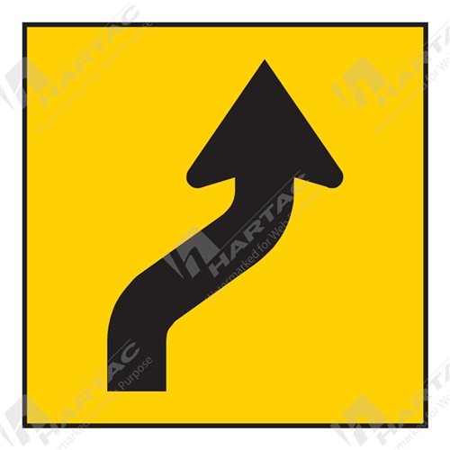 600*600 Traff Corflute Ref CL1 Black on Yellow Lane Status Reverse CurveRight