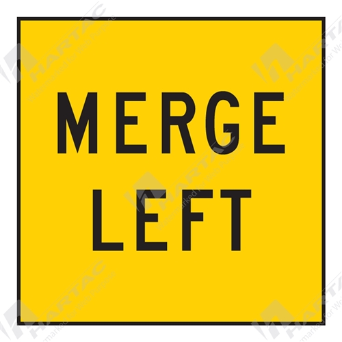 600*600 Traff Corflute Ref CL1 Black on Yellow Merge Left