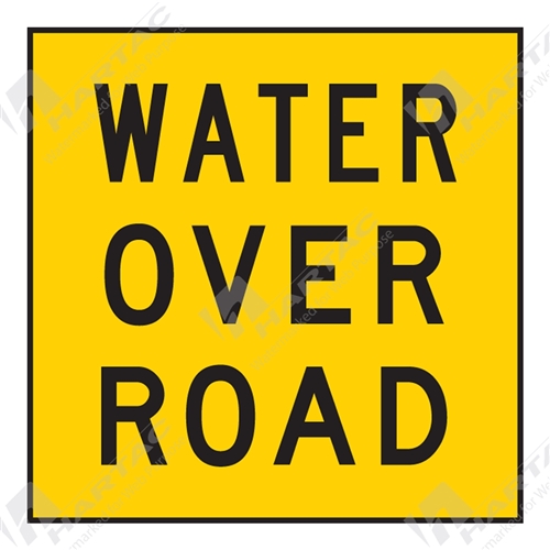 600*600 Traff Corflute Ref CL1 Black on Yellow Water Over Road