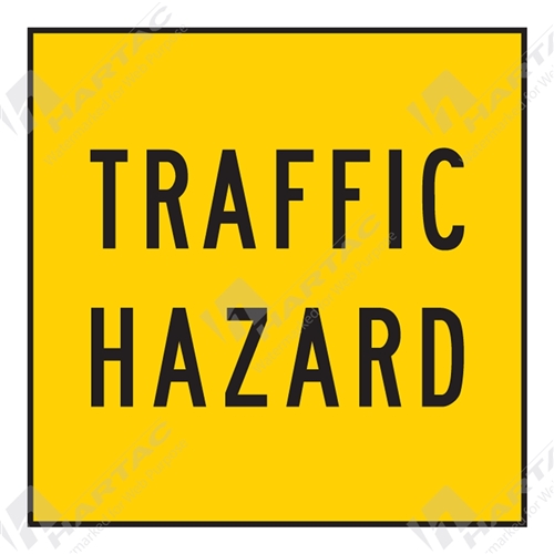 600*600 Traff Corflute Ref CL1 Black on Yellow Traffic Hazard