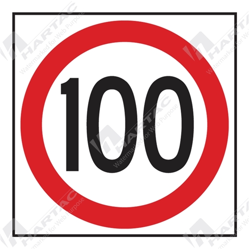 600*600 Traff Corflute Ref CL1 Black and Red on White 100km Speed