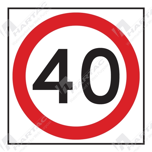 600*600 Traff Corflute Ref CL1 Black and Red on White 40km Speed