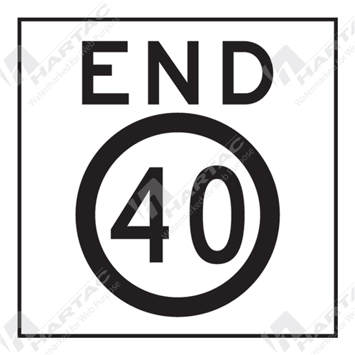 600*600 Traff Corflute Ref CL1 Black on White END 40km Symbolic