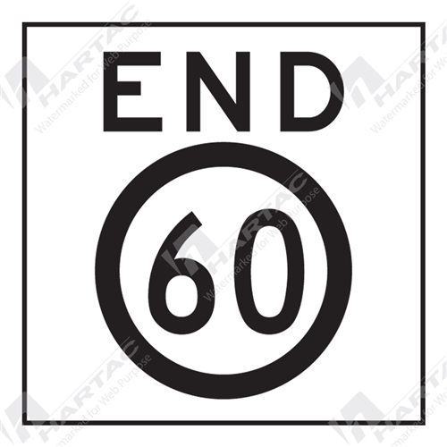 600*600 Traff Corflute Ref CL1 Black on White END 60km Symbolic