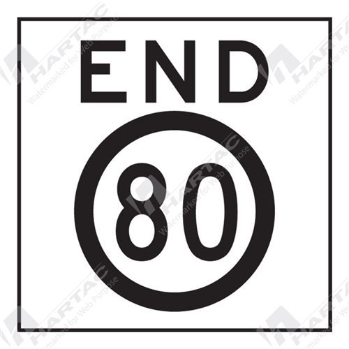 600*600 Traff Corflute Ref CL1 End Speed 80km Black on White