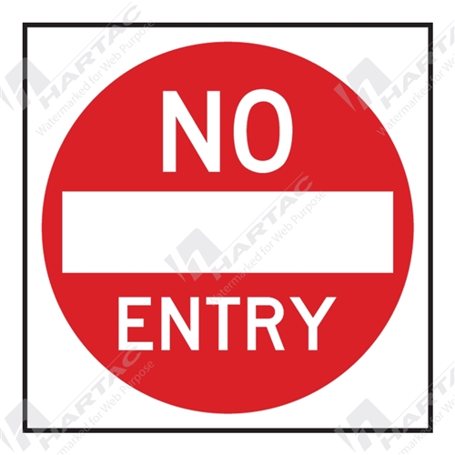 600*600 Traff Corflute Ref CL1 Red on White No Entry (Symbolic)