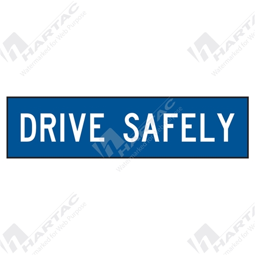 1200*300 Traff Corflute Ref CL1 White on Blue Drive Safely