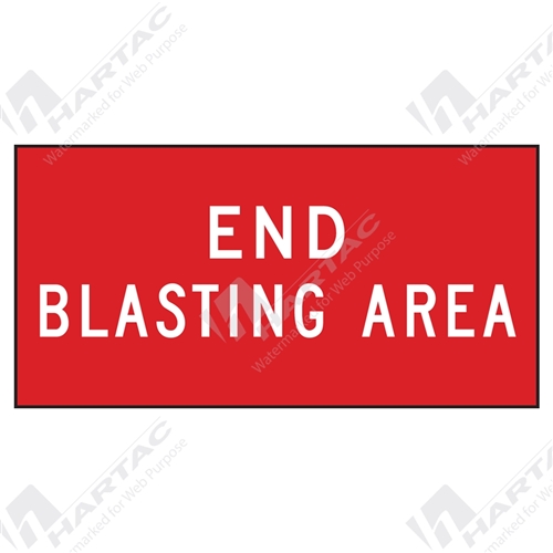 1200*600 Traff Corflute Ref CL1 End Blasting Area White on Red