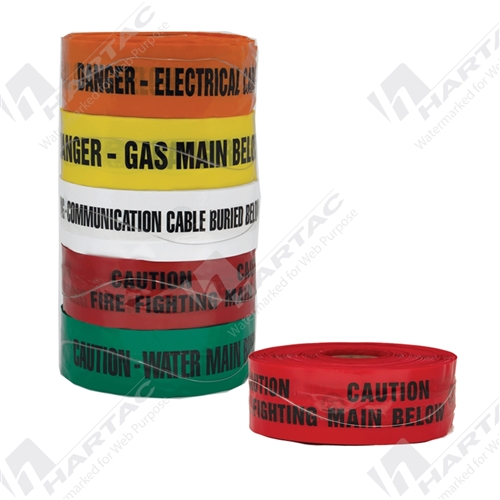 100mm Detectable Tape Warning Communication Cable Buried Below 250mtr Black on White