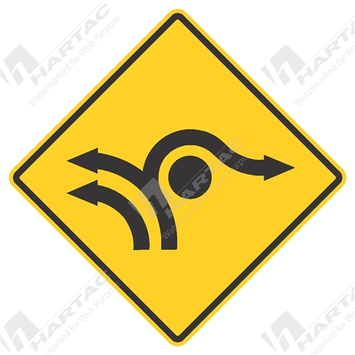 900*900 Traff Alum Ref CL1 Dual Lane Roundabout (3 Legs) Black on Yellow