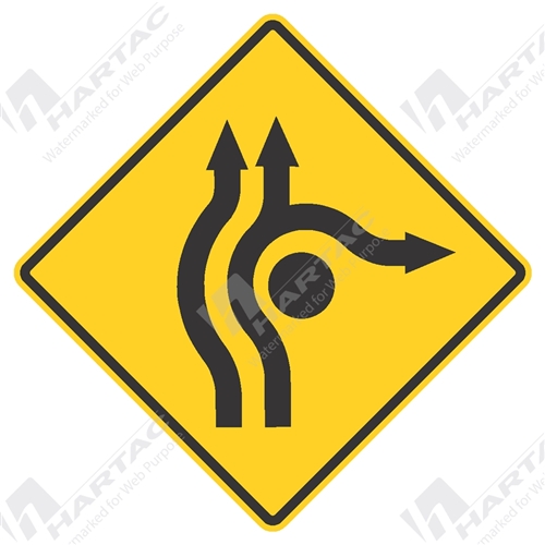 750*750 Traff Alum Ref CL1 Dual Lane Roundabout (3 Legs) Black on Yellow