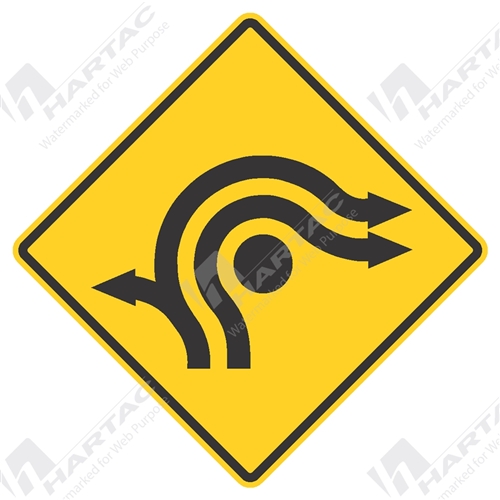 900*900 Traff Alum Ref CL1 Dual Lane Roundabout (3 Legs) Black on Yellow