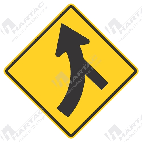 750*750 Traff Alum Ref CL1 Left Curved Major Road Skewed Minor Side Road Blk on Yellow