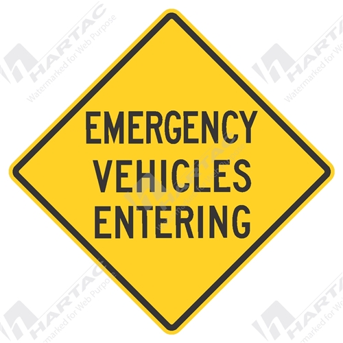 600*600 Traff Alum Ref CL1 Emergency Vehicles Entering Black on Yellow