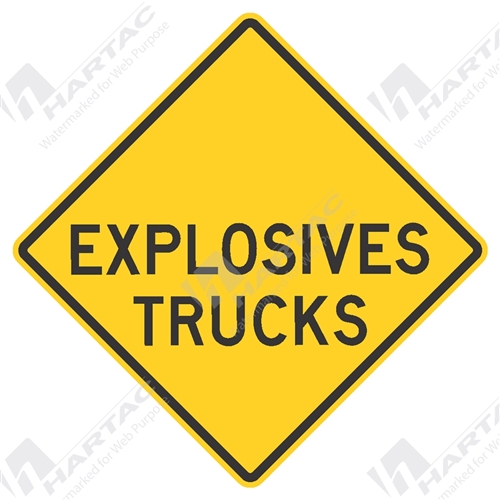 750*750 Traff Alum Ref CL1 Explosives Trucks Black on Yellow