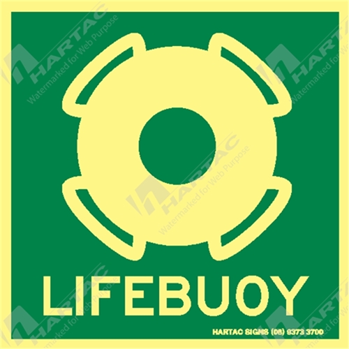 300*300mm - Marine Poly Lifebuoy with Text Green on Luminous