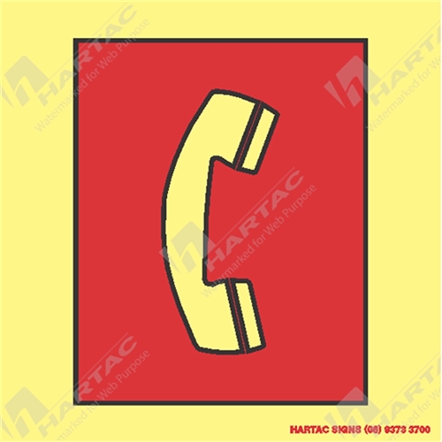 150*150mm - Marine Poly Emergency Telephone Station Red and Black on Luminous