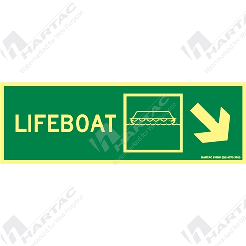 PV4307GM Marine (Directions) "Lifeboat With Arrow Right 45 Degree Down On Right" SelfAdhesive