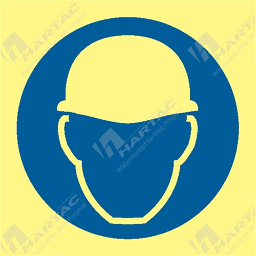 150*150mm - Marine S/A Head Protection Picto Blue on Luminous