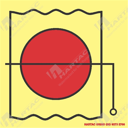 150*150mm - Marine S/A Fire Damper In Vent Duct Red and Black on Luminous