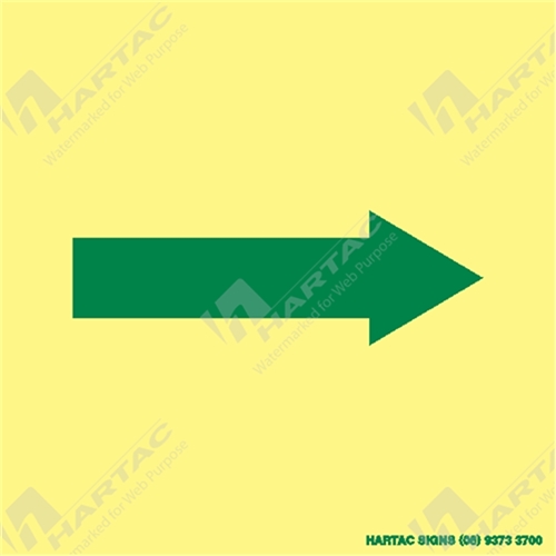 150*150mm - Marine S/A Primary Means of Escape Arrow Luminous on Green