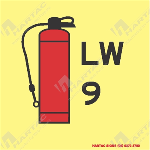 150*150mm - Marine S/A Foam Fire Extinguisher LW9 Red and Black on Luminous