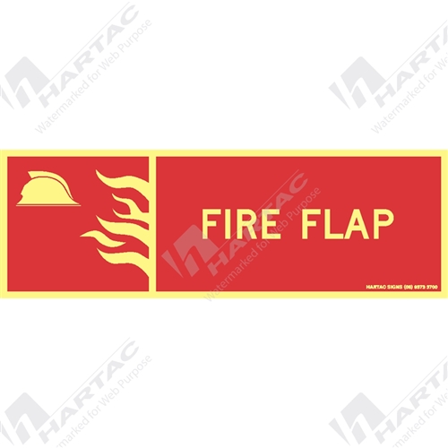 300*100mm - Marine S/A Fire Flap Luminous on Red