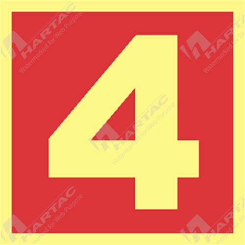 100*100mm - Marine S/A Number 4 Luminous on Red