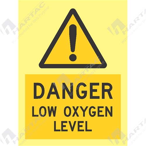 150*200- Marine S/A Danger Low Oxygen Level with Warning Symb Black & Yellow on Luminous