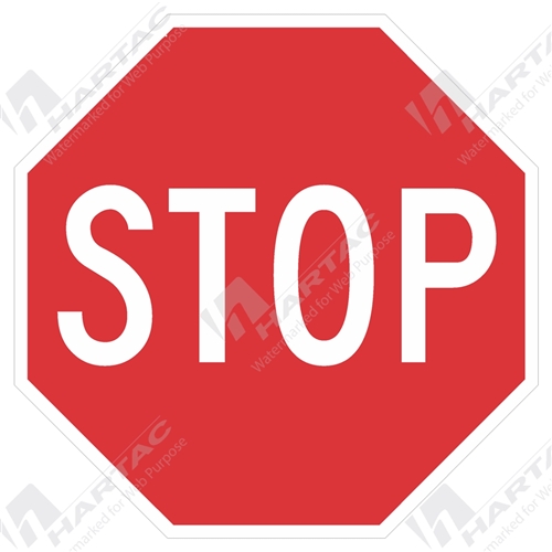 600*600 Traff Alum Ref CL1 Stop White on Red